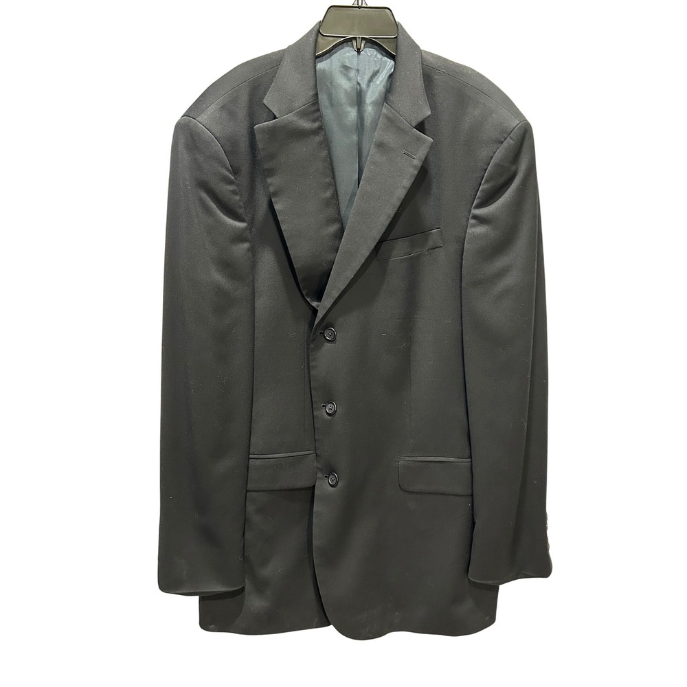 Stafford Mens 44L Black Wool Blend Blazer Sport Coat Business‎ Formal
